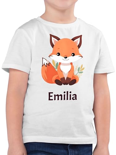 Kinder T-Shirt Jungen - Süßer Fuchs Wildtiere Raubtier - 104 (3/4 Jahre) - Weiß - +mit+Fuchs t Shirt Name Tshirt Junge von Geschenk mit Namen personalisiert by Shirtracer