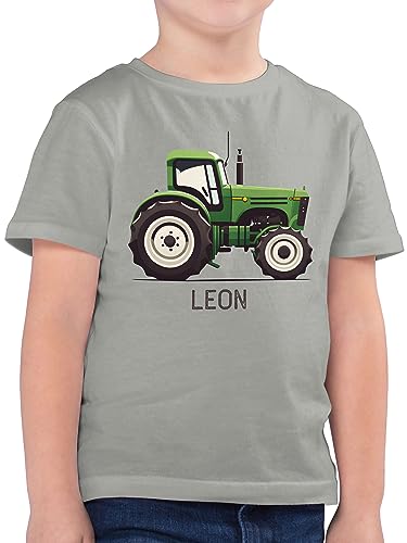 Kinder T-Shirt Jungen - Traktor Landwirte Landwirt Traktoren Trecker Landwirtschaft - 104 (3/4 Jahre) - Hellgrau - Junge Tshirt Shirt Name t und Bulldog Motiv schlepper eigenem traktormotiv jung von Geschenk mit Namen personalisiert by Shirtracer