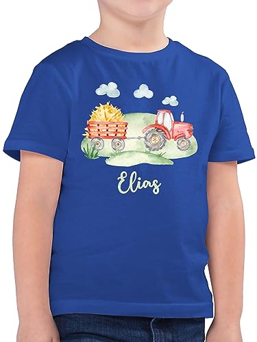 Kinder T-Shirt Jungen - Traktor Trecker Bauer Schlepper Landwirtschaft Bulldog - 104 (3/4 Jahre) - Royalblau - und t- Shirt Tshirt Motiv t Shirts personalisiertes Name Fans Junge eigenen Jungs von Geschenk mit Namen personalisiert by Shirtracer