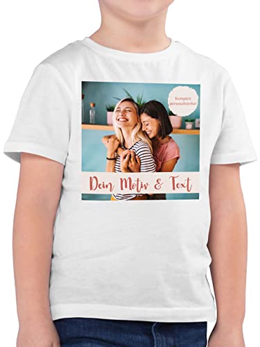 Kinder T-Shirt Jungen - eigenem - Eigenes Foto I Eigenes Bild - 128 (7/8 Jahre) - Weiß - namens Tshirt Fotodruck auf t-Shirts selbst drucken Photo Shirt Machen t-Shirt-Druck selber gestalten Custom von Geschenk mit Namen personalisiert by Shirtracer