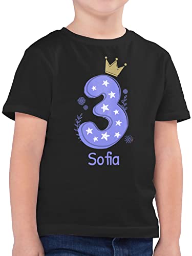 Kinder T-Shirt Jungen - 3. Geburtstag - Zahl DREI mit Krone und Name zum Dritten - 104 (3/4 Jahre) - Schwarz - Kind Tshirt 3 Jahre Shirt Junge t Shirts personalisierte für jährige personalisiertes von Geschenk mit Namen personalisiert by Shirtracer