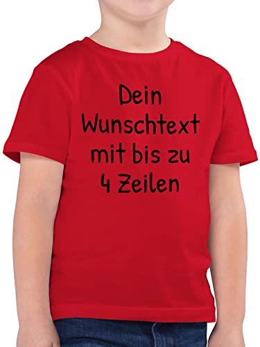 Kinder T-Shirt Jungen - Aufdruck selbst gestalten - Wunschdruck Text Namen - 164 (14/15 Jahre) - Rot - eigenem Shirt Bedrucken 4 zeilen personalisierte Shirts t personalisierter wunschtext von Geschenk mit Namen personalisiert by Shirtracer