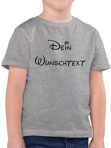 Kinder T-Shirt Jungen - Aufdruck selbst gestalten - Wunschtext - 104 (3/4 Jahre) - Grau meliert - Hier Ihr Wunsch Text Kind Tshirt t- Shirt Bedrucken Name: eigenem Kindershirt selber Machen Junge von Geschenk mit Namen personalisiert by Shirtracer