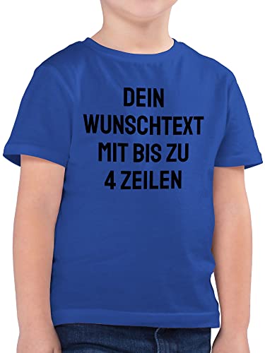 Kinder T-Shirt Jungen - Aufdruck selbst gestalten - Wunschtext - 104 (3/4 Jahre) - Royalblau - selber drucken Shirt Kind t eigener Druck Tshirt Text nach Wunsch Bedrucken Lassen Schrift von Geschenk mit Namen personalisiert by Shirtracer