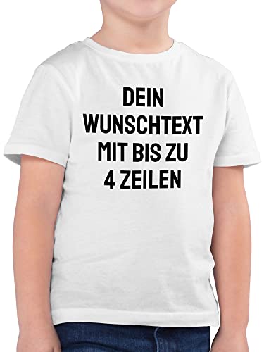 Kinder T-Shirt Jungen - Aufdruck selbst gestalten - Wunschtext - 104 (3/4 Jahre) - Weiß - t - Shirt Tshirt eigenem Text Shirts gewünschten selber beschriften für Machen Junge Personalisieren von Geschenk mit Namen personalisiert by Shirtracer