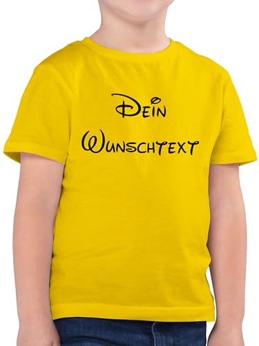 Kinder T-Shirt Jungen - Aufdruck selbst gestalten - Wunschtext - 116 (5/6 Jahre) - Gelb - eigenen Schriftzug Tshirt Kind Shirt persönlichem Druck für t eigener Text Shirts selber Machen Junge von Geschenk mit Namen personalisiert by Shirtracer