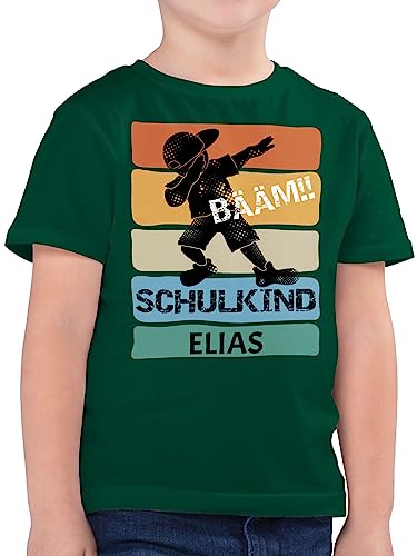 Kinder T-Shirt Jungen - Einschulung Schulanfang Junge - BÄÄM Schulkind - 140 (9/11 Jahre) - Tannengrün - t Shirt Jungs Tshirt personalisiertes 1. Schultag Shirts personalisierte für Name von Geschenk mit Namen personalisiert by Shirtracer