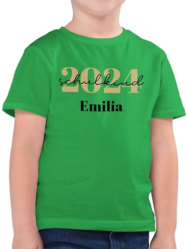 Kinder T-Shirt Jungen - Einschulung Schulanfang Junge - Schulkind 2024 - Schreibschrift - 140 (9/11 Jahre) - Grün - einschulungs Shirt Tshirt Einschulung/Schulanfang t personalisiertes Name von Geschenk mit Namen personalisiert by Shirtracer