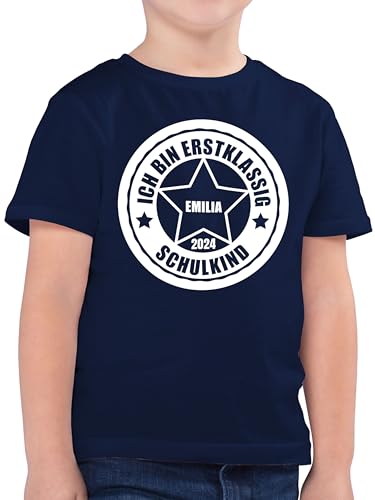 Kinder T-Shirt Jungen - Einschulung Schulanfang Junge - Ich Bin erstklassig 2024-116 (5/6 Jahre) - Dunkelblau - t Shirts Schulkind einschulungsgeschenke 1. klasse t- Shirt Name Tshirt Schulstart von Geschenk mit Namen personalisiert by Shirtracer