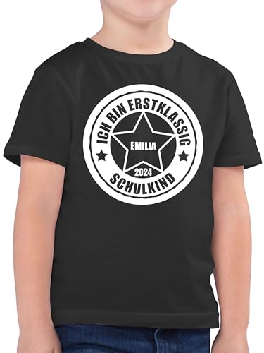 Kinder T-Shirt Jungen - Einschulung Schulanfang Junge - Ich Bin erstklassig 2024-116 (5/6 Jahre) - Anthrazit - Schulkind Name zur Tshirt Outfit Shirt schulanfänger t zum und Geschenke Schule von Geschenk mit Namen personalisiert by Shirtracer