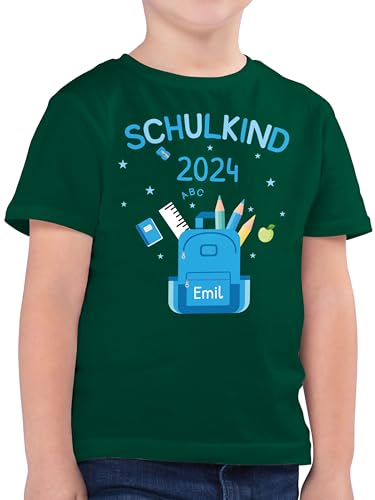 Kinder T-Shirt Jungen - Einschulung Schulanfang Junge - Schulkind 2024-140 (9/11 Jahre) - Tannengrün - personalisierte Geschenke zur Tshirt personalisiertes t-Shirts Schulstart von Geschenk mit Namen personalisiert by Shirtracer