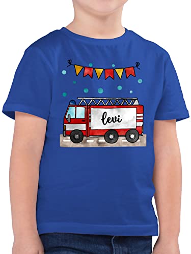 Kinder T-Shirt Jungen - Feuerwehr - Feuerwehrauto - Geschenk - 104 (3/4 Jahre) - Royalblau - Tshirt Kind t Shirt Name Junge kindert-Shirt Outfit für Shirts Jungs Tshirts tichert Oberteil t-Shirts von Geschenk mit Namen personalisiert by Shirtracer