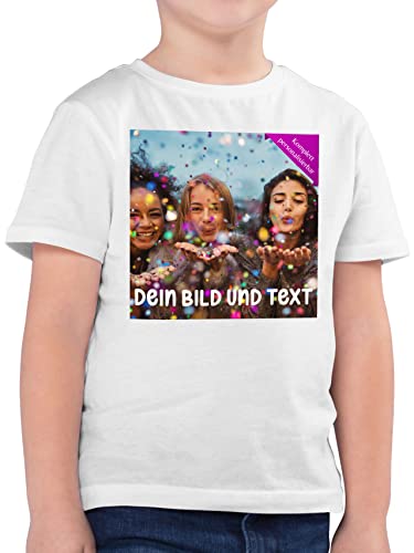 Kinder T-Shirt Jungen - Foto eigenem Bild - Fotogeschenk - 104 (3/4 Jahre) - Weiß - Shirt selbst Bedrucken t-Shirts Tshirt Lassen Personalisieren für bildern wunschtext Kind t individuell eigenes von Geschenk mit Namen personalisiert by Shirtracer