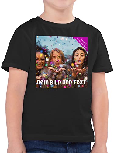 Kinder T-Shirt Jungen - Foto eigenem - Fotogeschenk I Geschenk Bild personalisiert I Geschenk mit Bild I Custom Photo - 140 (9/11 Jahre) - Schwarz - Junge Name Fotodruck auf t-Shirts selbst drucken von Geschenk mit Namen personalisiert by Shirtracer