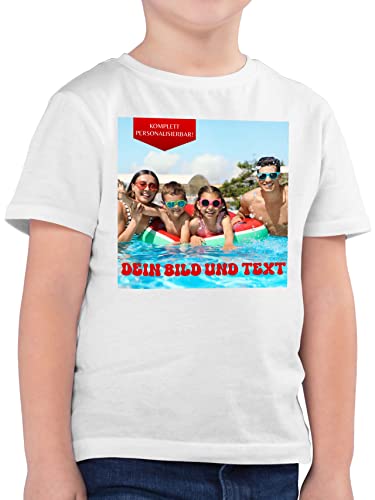 Kinder T-Shirt Jungen - Bild - Eigenem Foto - 104 (3/4 Jahre) - Weiß - selbst Bedrucken Tshirt personalisierten Druck selber Drauf Machen Fotos und Text Junge 138 Personality individuell gestaltete von Geschenk mit Namen personalisiert by Shirtracer