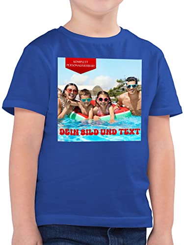 Kinder T-Shirt Jungen - Bild - Eigenem Foto - 140 (9/11 Jahre) - Royalblau - Text und Drauf selbst gestalten anpassen textfeld Bedrucken selber Schrift erstellen Personalisieren personalisierbar von Geschenk mit Namen personalisiert by Shirtracer