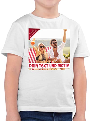 Kinder T-Shirt Jungen - eigenem Bild - Eigenes Foto Geschenk I - 152 (12/13 Jahre) - Weiß - Dein Tshirt Fotodruck auf t-Shirts selbst drucken Photo Shirt selber gestalten t-Shirt-Druck von Geschenk mit Namen personalisiert by Shirtracer
