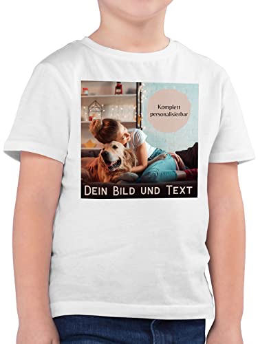 Kinder T-Shirt Jungen - eigenem - Foto Bild Geschenk - 104 (3/4 Jahre) - Weiß - t- Shirt drucken Lassen Tshirt einem selbst Bedrucken eigenes individuell Junge 138 Personality Fotodruck von Geschenk mit Namen personalisiert by Shirtracer