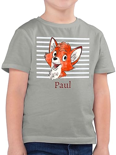 Kinder T-Shirt - Süßer Fuchs - Jungen Geschenk Fox - 116 (5/6 Jahre) - Hellgrau - +mit+Fuchs Shirt Name t-Shirts Tshirt t Junge von Geschenk mit Namen personalisiert by Shirtracer