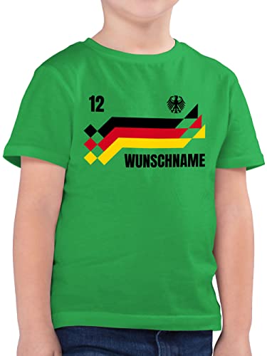 Kinder T-Shirt Jungen - 2024 Fussball EM Fanartikel - Deutschland Trikot mit Name und Nummer Germany - 140 (9/11 Jahre) - Grün - deutschlandtrikots fußball Shirt Kind Tshirt Junge t t-Shirts von Geschenk mit Namen personalisiert by Shirtracer