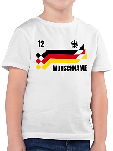 Kinder T-Shirt Jungen - 2024 Fussball EM Fanartikel - Deutschland Trikot mit Name und Nummer Germany - 104 (3/4 Jahre) - Weiß - Tshirt Shirt fußball kindershirts deutschlandtrikot Kleidung Junge von Geschenk mit Namen personalisiert by Shirtracer