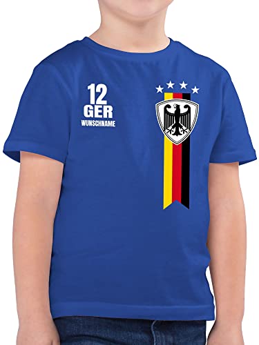 Kinder T-Shirt Jungen - 2024 Fussball EM Fanartikel - Germany WM Fan Deutschland - 128 (7/8 Jahre) - Royalblau - Tshirt fußball Junge 24 Name t Shirt Kind Football Kleidung Europa von Geschenk mit Namen personalisiert by Shirtracer