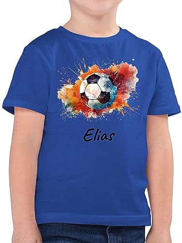 Kinder T-Shirt Jungen - Fußball Fußballer Fußballfan Fußballerin Geschenk - 128 (7/8 Jahre) - Royalblau - Fussball Shirt Geschenke t Tshirt Junge Kind personalisierte Shirts für Grafik eigenem von Geschenk mit Namen personalisiert by Shirtracer