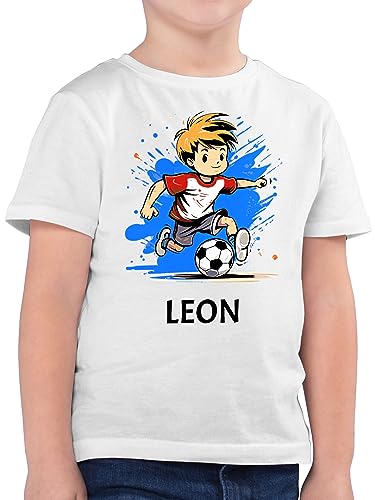 T-Shirt Jungen - Fußball Junge Fußballer Geschenk Kinder Name - 128 (7/8 Jahre) - Weiß - personalisiertes Shirt personalisierte Fussball Tshirt t Geschenke personalisierter für + Tshirt-Fussball von Geschenk mit Namen personalisiert by Shirtracer