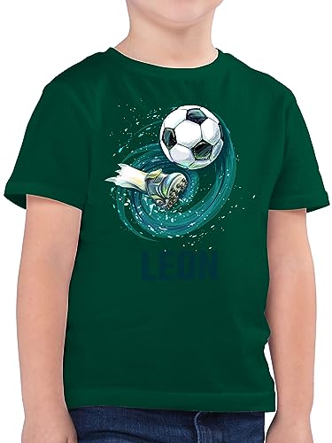 Kinder T-Shirt Jungen - Fußball Schuss Cool Fußballfan - 140 (9/11 Jahre) - Tannengrün - Fussball t - Shirt Tshirt personalisierte Geschenke für Jungs personalisierter Shirts Kind Junge + von Geschenk mit Namen personalisiert by Shirtracer