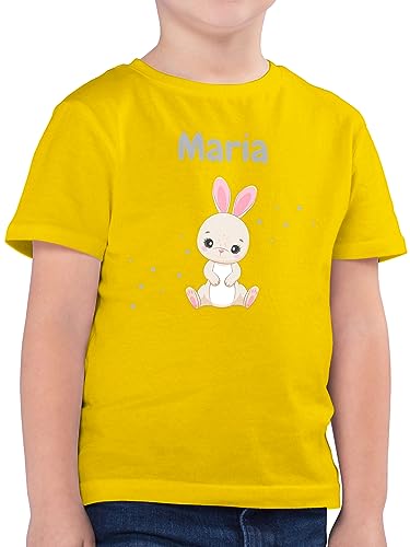 Kinder T-Shirt Jungen - Süßer Hase Hasen Hasenmotiv Rabbit Langohr - 128 (7/8 Jahre) - Gelb - hasenliebhaber personalisierter Shirt Bunny t Name Osterhase Ostern Motiv Junge für von Geschenk mit Namen personalisiert by Shirtracer