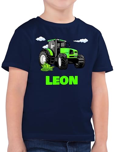 Kinder T-Shirt Jungen - Traktor Trecker Zugmaschine Bulldog Schlepper - 104 (3/4 Jahre) - Dunkelblau - Fans Shirt Tshirt und eigenen t Junge Name Jungs Bauern Shirts Motiv Kind personalisiertes von Geschenk mit Namen personalisiert by Shirtracer