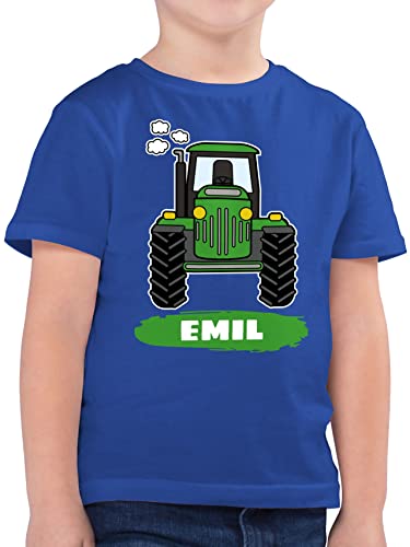 Kinder T-Shirt Jungen - Traktor Trekker Buldog Schlepper - 128 (7/8 Jahre) - Royalblau - trecker Name t Shirt Kind Tshirt Geschenke Fans Shirts und eigenen Junge Bulldog Jungs Motiv t-Shirts von Geschenk mit Namen personalisiert by Shirtracer