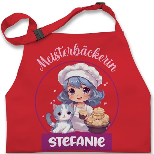 Kinderschürze Schürze Kinder Jungen Mädchen - Backschürze - Meisterbäckerin mit Name I Geschenk Backen I Hobbybäckerin - 2-6 Jahre - Rot - kinderbackschürzen gift baking schürzen von Geschenk mit Namen personalisiert by Shirtracer