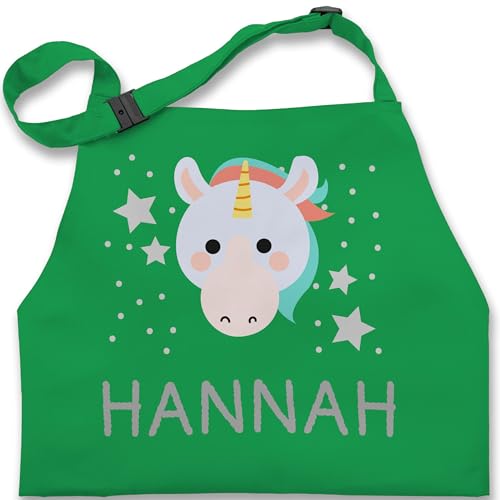 Kinderschürze Schürze Kinder Jungen Mädchen - Einhorn Bild und Dein Name - 7-14 Jahre - Grün - unicorn kochschürze 2 motiv personalisierte geschenke einhörnern kindergarten kinderschürzen von Geschenk mit Namen personalisiert by Shirtracer