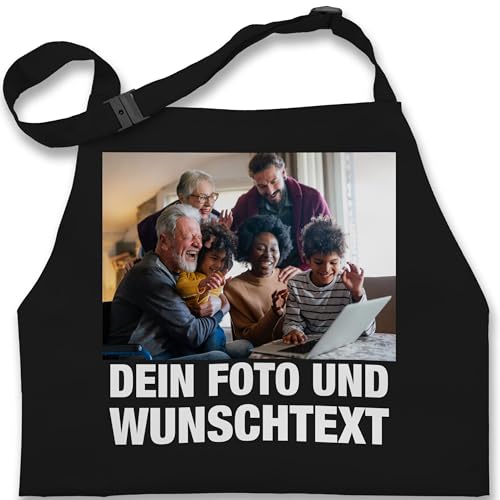 Kinderschürze Schürze Kinder Jungen Mädchen - Geschenk mit Bild I eigenem Foto I Name I eigener Text I Wunschtext - 7-14 Jahre - Schwarz - kinderbackschürzen selbst drucken own photo von Geschenk mit Namen personalisiert by Shirtracer