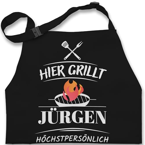 Kinderschürze Schürze Kinder Jungen Mädchen - Grillschürze - Hier grillt Name höchstpersönlich I Geschenk Grillen I Grill Geschenk I Lustiges Geschenk Papa I Vatertag I Geburtstag - 7-14 Jahre von Geschenk mit Namen personalisiert by Shirtracer