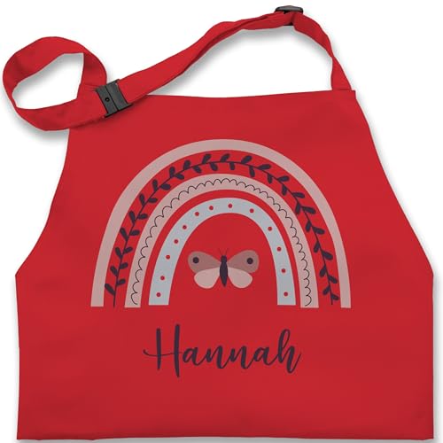 Kinderschürze Schürze Kinder Jungen Mädchen - Regenbogen mit Name personalisiert I Geschenk Regenbögen - 7-14 Jahre - Rot - kinderkochschürzen backschürze junge rainbow kochschürze jungs von Geschenk mit Namen personalisiert by Shirtracer