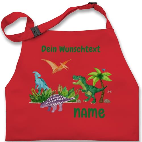 Kinderschürze Schürze Kinder Jungen Mädchen - Tiere - Dino Dinos Dinosaurier - 7-14 Jahre - Rot - kochschürze junge personalisierter personalisierte schuerzen backschürze name und schuerze von Geschenk mit Namen personalisiert by Shirtracer