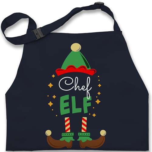 Kinderschürze Schürze Kinder Jungen Mädchen - Weihnachtsschürze - Chef Elf mit Wunschtext Text I Weihnachtself I Weihnachtsmotiv - 7-14 Jahre - Navy Blau - elfen weihnachten weihnachts von Geschenk mit Namen personalisiert by Shirtracer