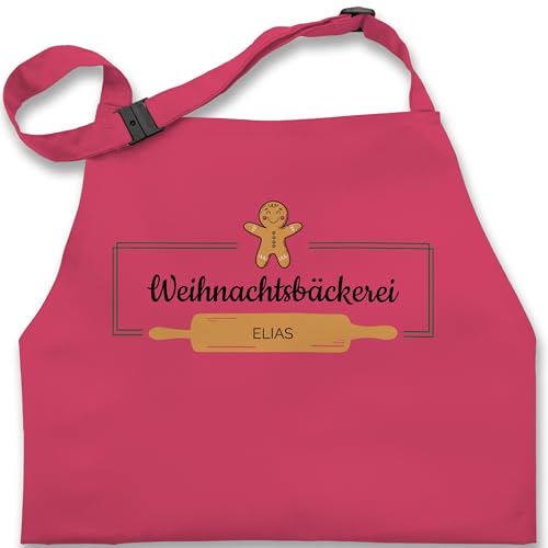 Kinderschürze Schürze Kinder Jungen Mädchen - Weihnachtsschürze - Weihnachtsbäckerei Lebkuchenmann Name Text - 2-6 Jahre - Pink - weihnachten weihnachts schürzen backen christmas für von Geschenk mit Namen personalisiert by Shirtracer