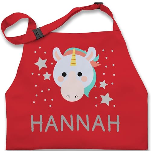 Kinderschürze Schürze Kinder Jungen Mädchen - Einhorn Bild und Dein Name - 7-14 Jahre - Rot - kochschürze personalisierte unicorn für 2 einem kinder+kochschürze personalisiertes motiv von Geschenk mit Namen personalisiert by Shirtracer