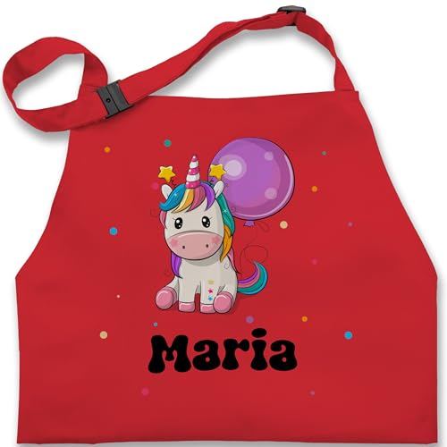 Kinderschürze Schürze Kinder Jungen Mädchen - Geschenk Einhorn personalisiert I Einhörner I Unicorn I Geburtstag - 7-14 Jahre - Rot - kinderbackschürzen einhörnern name kochschürze von Geschenk mit Namen personalisiert by Shirtracer