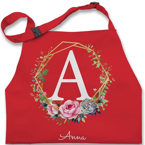Kinderschürze Schürze Kinder Jungen - Weihnachten Name Anfangsbuchstabe - Personalisierte Geschenke Frauen I Geschenkideen Mädchen mit Namen I Geschenke Freundin - 7-14 Jahre - Rot von Geschenk mit Namen personalisiert by Shirtracer