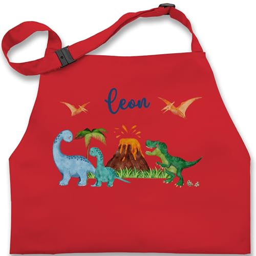 Kinderschürze Schürze Kinder Jungen Mädchen - Dinosaurier Dino Dinos - 7-14 Jahre - Rot - kinderkochschürzen für jungs saurier name schürzen kinderkochschürze personalisierter schulkind von Geschenk mit Namen personalisiert by Shirtracer