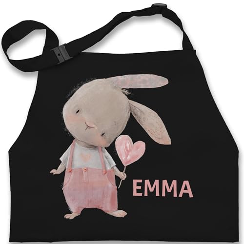 Kinderschürze Schürze Kinder Jungen - Süßer Hase Mädchen mit Name personalisiert I Häschen I Rabbit I Langohr I Süße Hasen - 7-14 Jahre - Schwarz - motiv hasenmotiv emma kochschürze und von Geschenk mit Namen personalisiert by Shirtracer