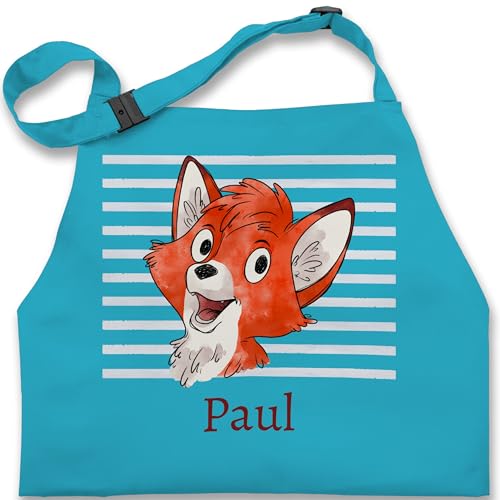 Kinderschürze Schürze Kinder Mädchen - Süßer Fuchs - Jungen Geschenk Fox - 7-14 Jahre - Türkis - verstellbares band +mit+fuchs fuchsmotiv junge personalisieren füchsen füchslein name motiv von Geschenk mit Namen personalisiert by Shirtracer