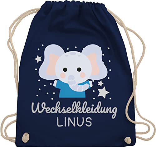 Turnbeutel Rucksack - Kita Beutel Wechselsachen Jungen - Wechselkleidung Elefant - Unisize - Navy Blau - kinderturnbeutel kindergarten kindergarten-rucksack personalisierter wechselbeutel von Geschenk mit Namen personalisiert by Shirtracer