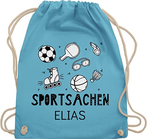 Turnbeutel Rucksack - Kita Beutel Wechselsachen Mädchen - Sportsachen - Fussball Tischtennis Schwimmen Basketball - Unisize - Hellblau - fußball personalisierte stoffbeutel kindergarten von Geschenk mit Namen personalisiert by Shirtracer