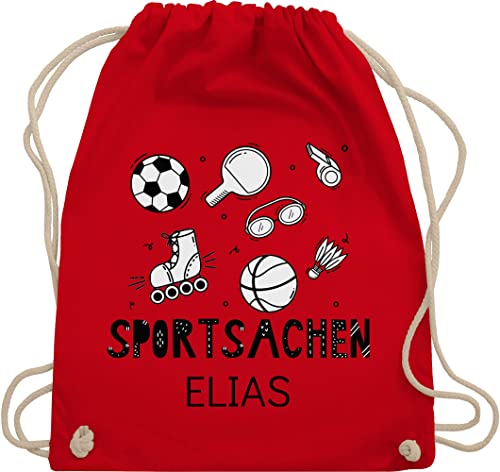 Turnbeutel Rucksack - Kita Beutel Wechselsachen Mädchen - Sportsachen - Fussball Tischtennis Schwimmen Basketball - Unisize - Rot - name wechselbeutel personalisierte junge stoffbeutel kinder von Geschenk mit Namen personalisiert by Shirtracer