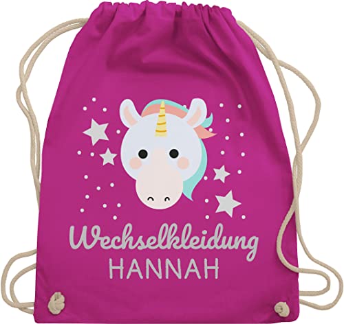 Turnbeutel Rucksack - Kita Beutel Wechselsachen Mädchen - Wechselkleidung Einhorn - Unisize - Fuchsia - wechselbeutel kindergartenbeutel personalisierte name stoffbeutel kindergarten von Geschenk mit Namen personalisiert by Shirtracer
